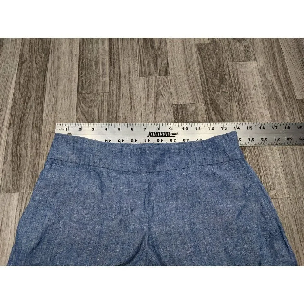 (3/$35) Loft Womens Size 00 Chambray The Riviera Scalloped Hem Pockets‎ Shorts